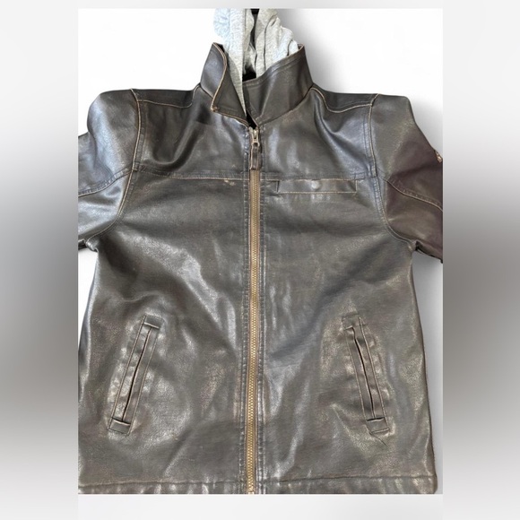 HEMISPHERE Brown and Gray Jean Jacket with Distressed Finish - Picture 6 of 8